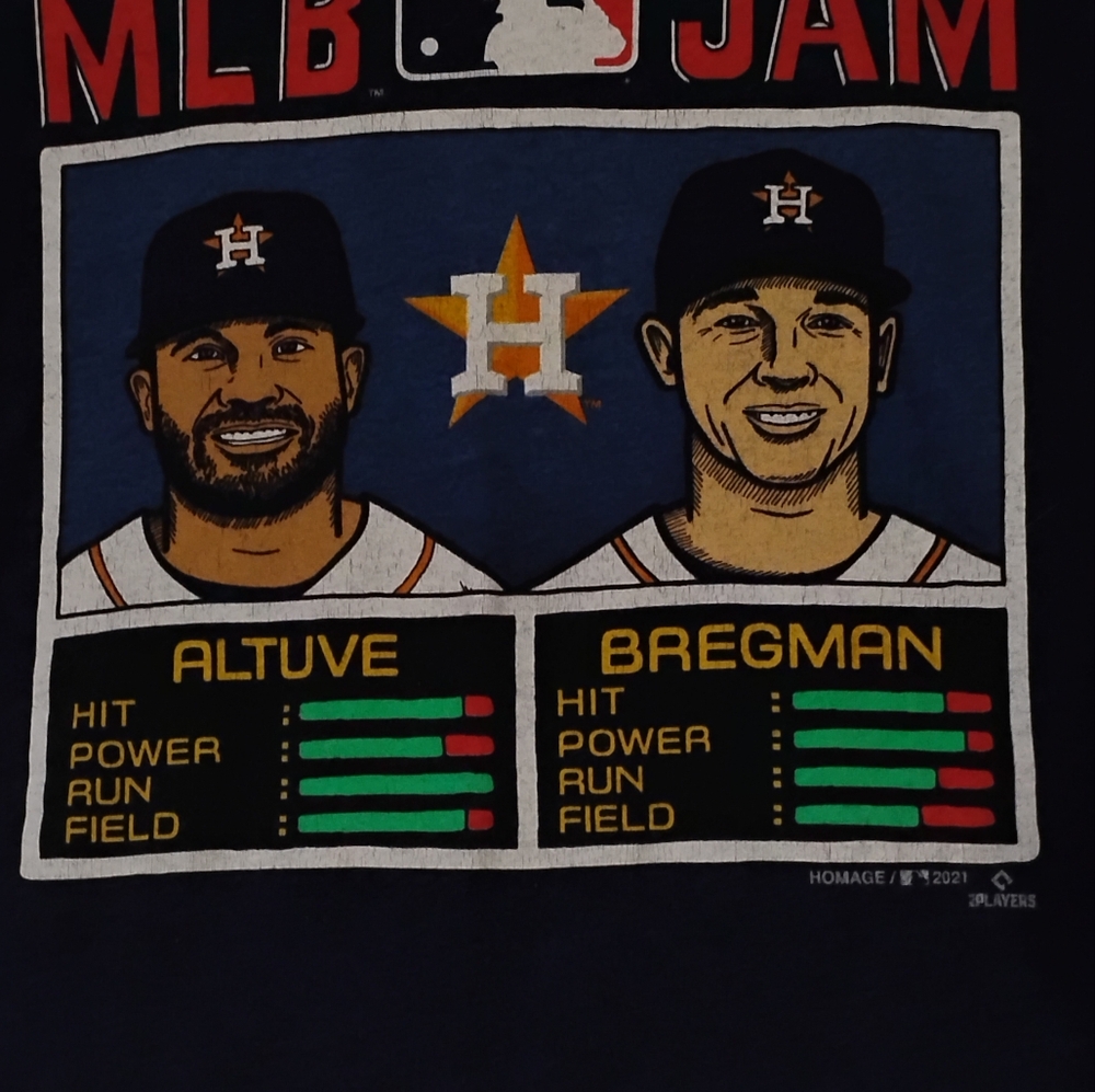 Men's Homage Altuve Bregman Houston Astros MLB Jam T-shirt Size Xl Blue - Picture 8 of 13